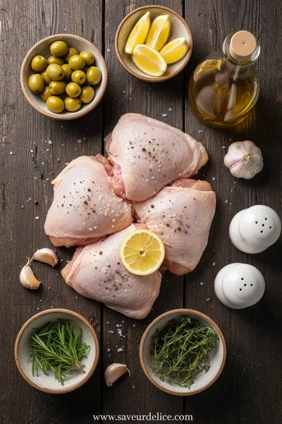 Poulet Rôti aux Olives Vertes : La Recette Facile et Savoureuse - ingredients preparation