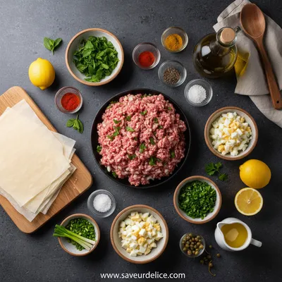 Bricks à la Viande Hachée Épicée : Ma Recette Secrète et Réconfortante - ingredients preparation