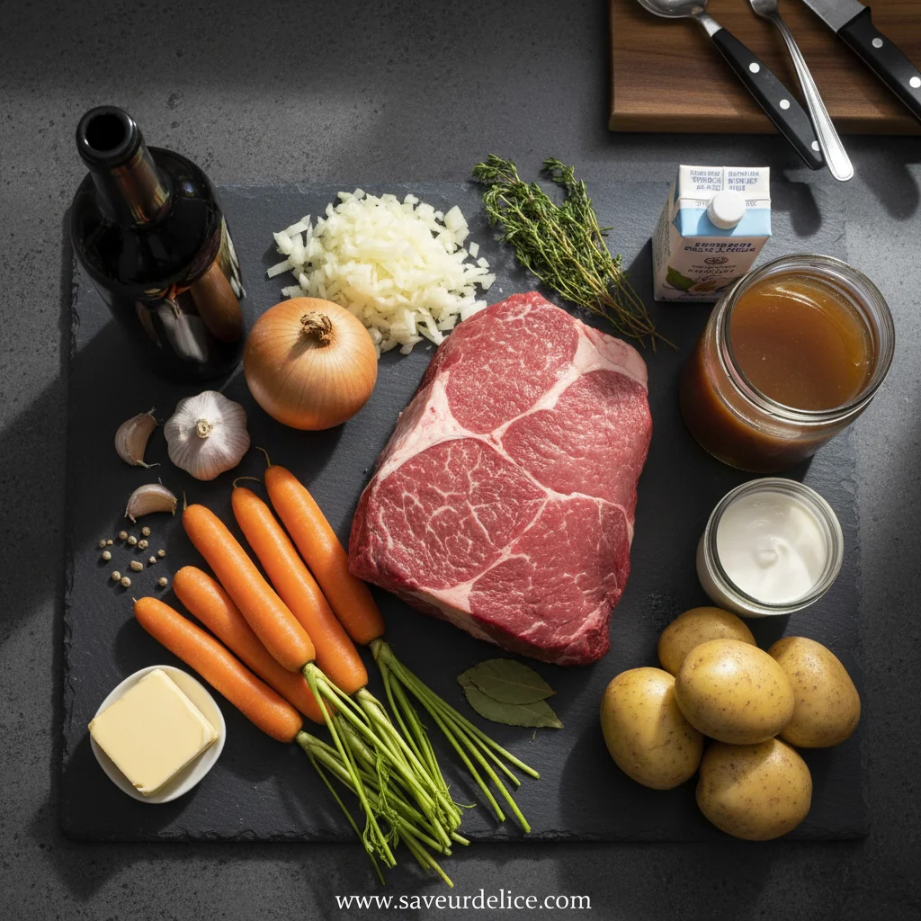 Bœuf Braisé et Purée Crémeuse : Le Duo Réconfortant Parfait - ingredients preparation