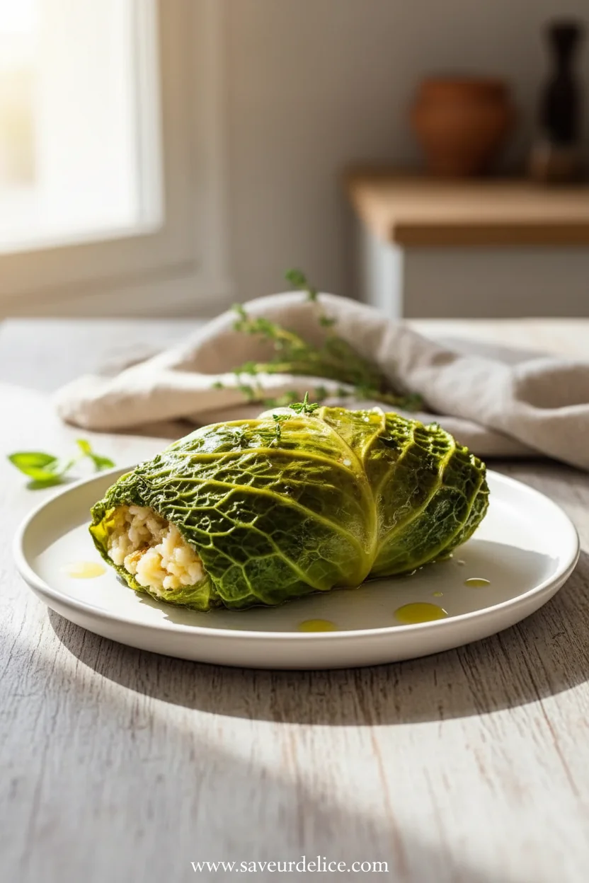 Chou Farci au Riz, Ricotta et Herbes Fraîches