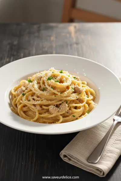 Spaghetti Crémeux au Poulet : Ma Recette Douceur - ready to serve