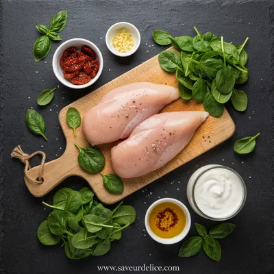 Poulet Toscan Crémeux: Un Voyage en Italie Dans Votre Assiette - ingredients preparation