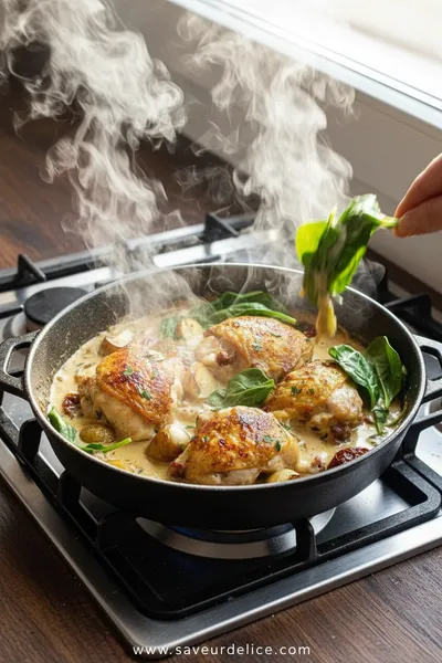 Poulet Toscan Crémeux: Un Voyage en Italie Dans Votre Assiette - cooking process