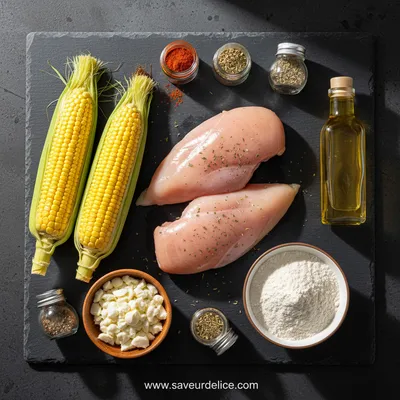 Poulet croustillant au maïs et à la mozzarella - ingredients preparation