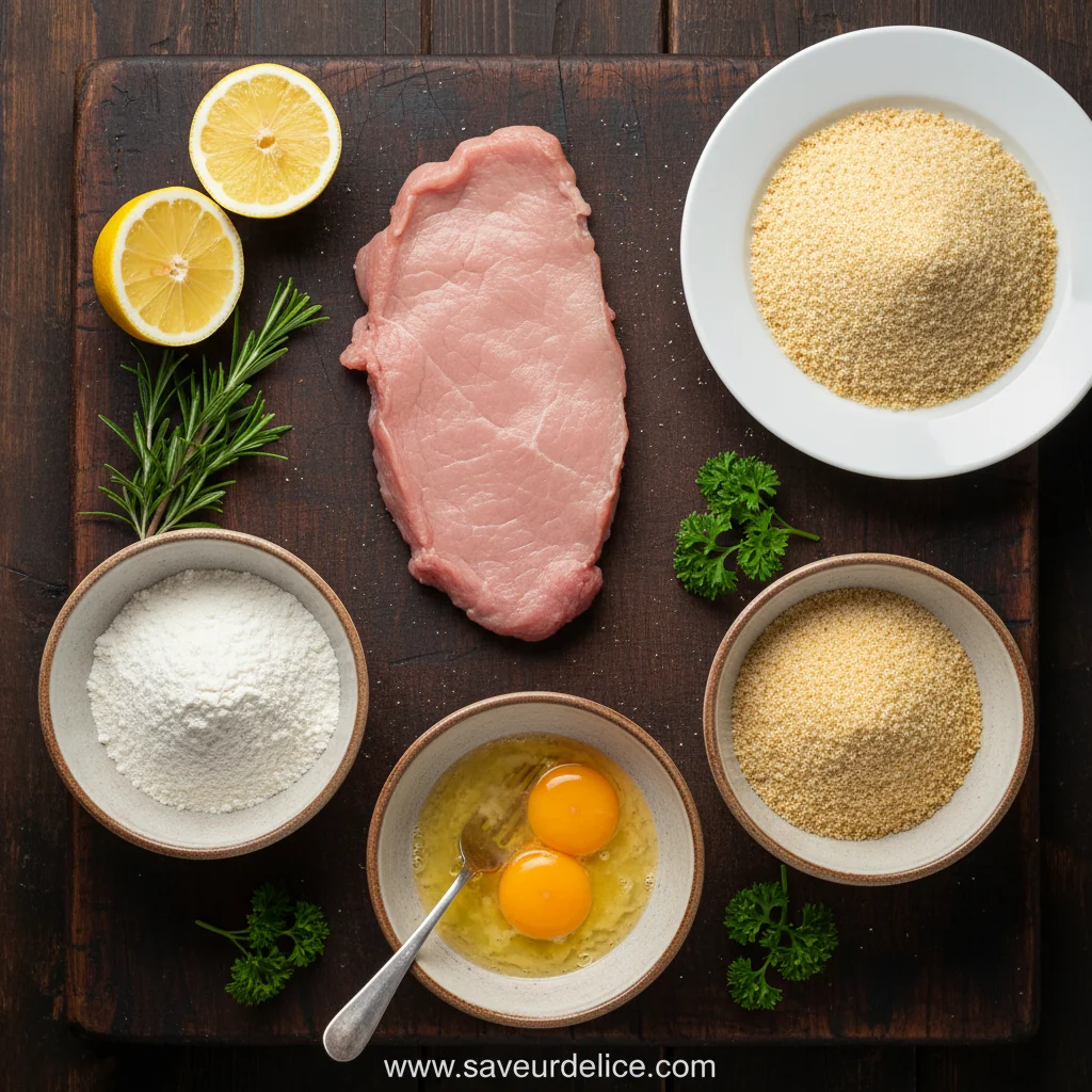 Escalope de Veau Milanaise : Ma Recette Dorée et Croustillante - ingredients preparation