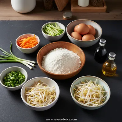 Galette Coréenne aux Légumes (Yachaejeon) : Croustillante et Colorée - ingredients preparation