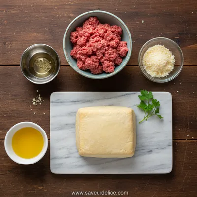 Bombes de Cheeseburger à l'Ail et au Parmesan - ingredients preparation