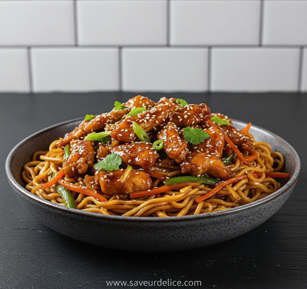 Nouilles Sautées au Poulet Caramélisé : La Recette Réconfort du Soir