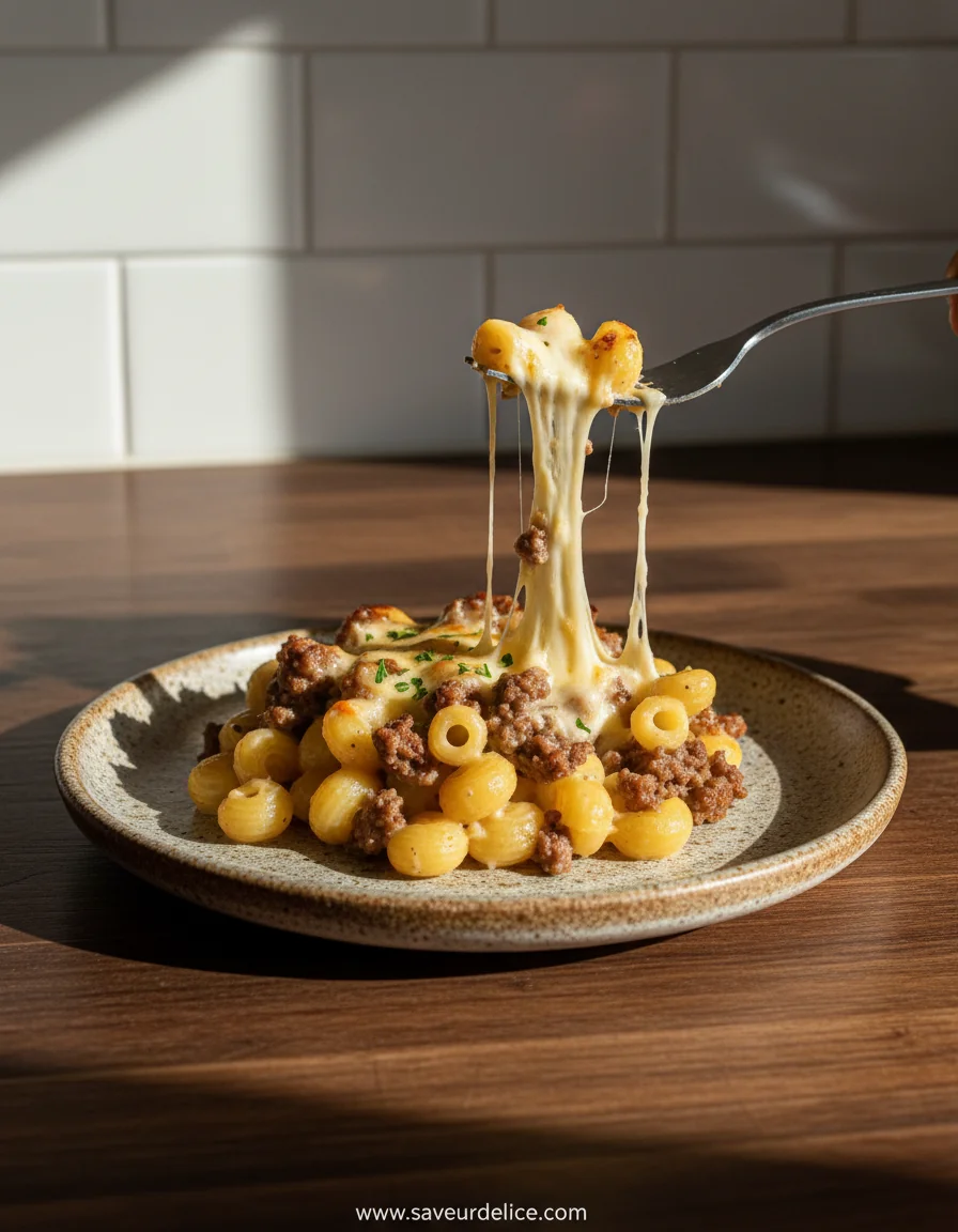 Mon Gratin de Coquillettes à la Raclette et Viande Hachée, le Plat Doudou par Excellence