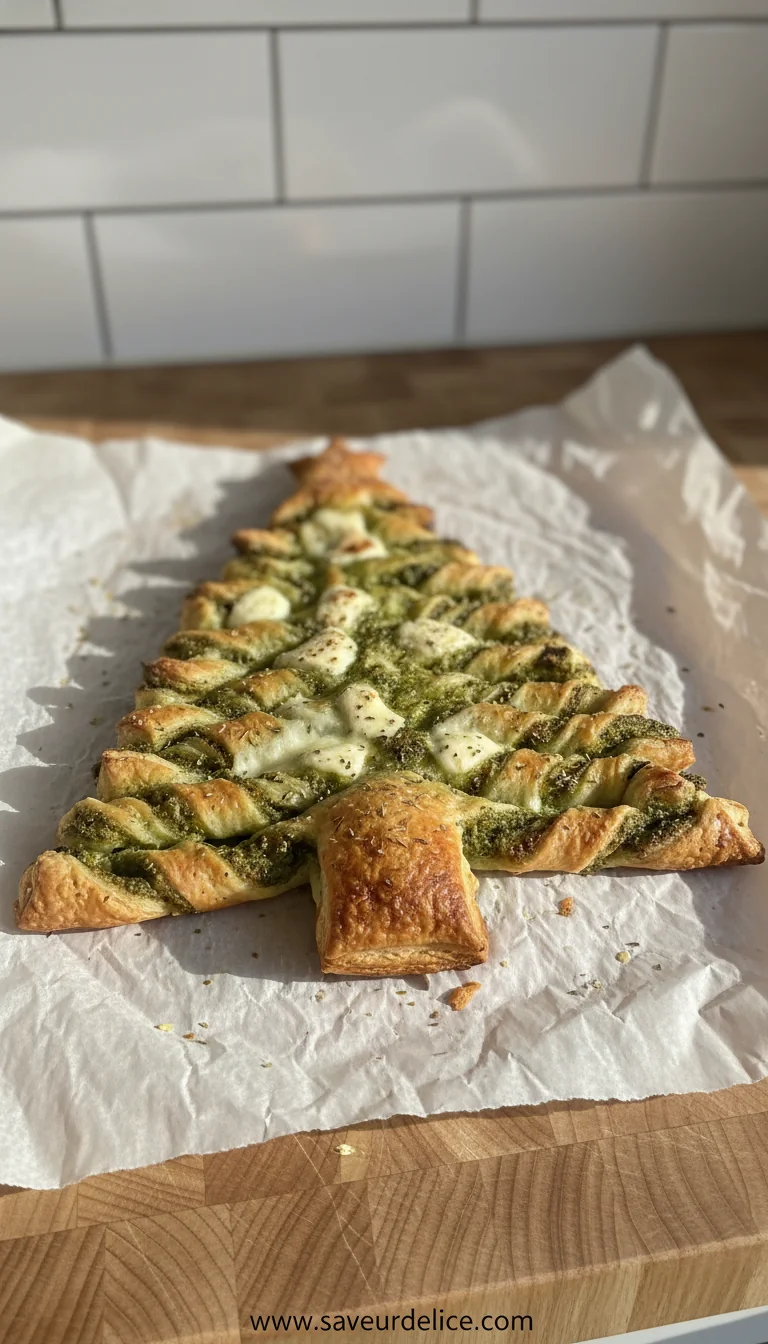 Pesto & Mozzarella Puff Pastry Christmas Tree (Sapin Feuilleté)