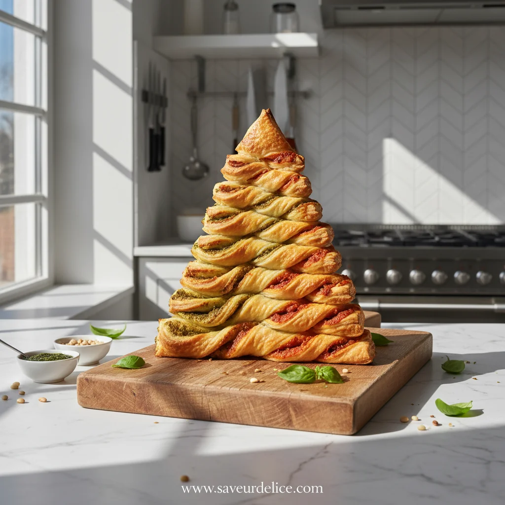 Sapin Feuilleté aux Deux Pestos : La Magie de Noël à Partager