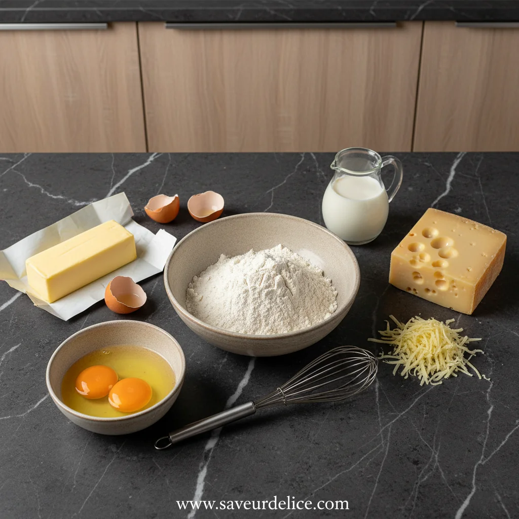 Petits Choux Salés pour l'Apéro : La Recette Parfaite et Ultra Facile - ingredients preparation