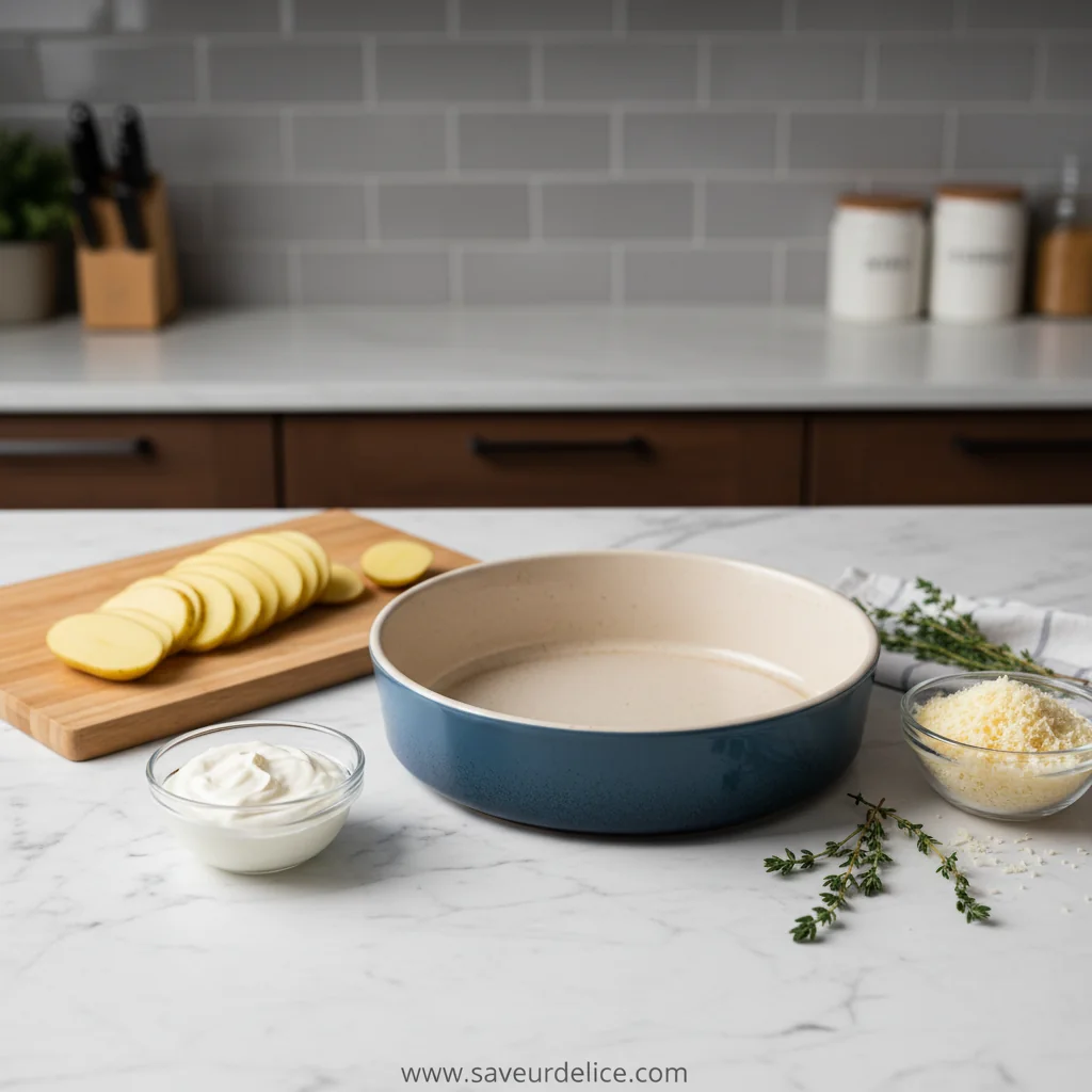 Gratin de Pommes de Terre Croustillant - ingredients preparation