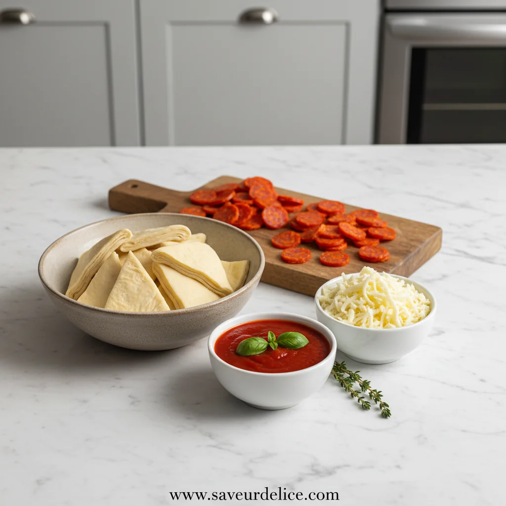 Mini Croissants Pizza : La Petite Gourmandise qui Fait Fondre - ingredients preparation