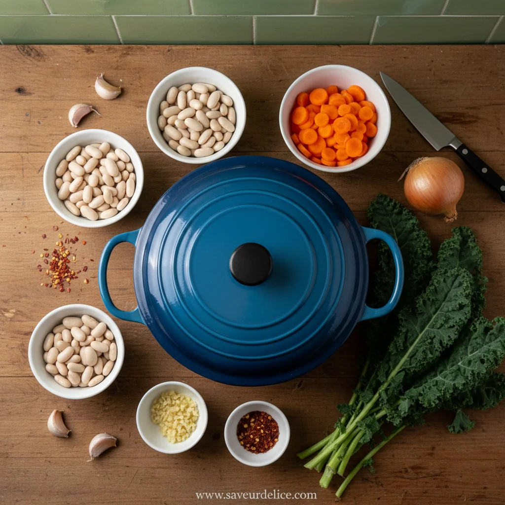 Soupe Toscane aux Haricots Blancs et Chou Kale, le Rêve Réconfortant - ingredients preparation