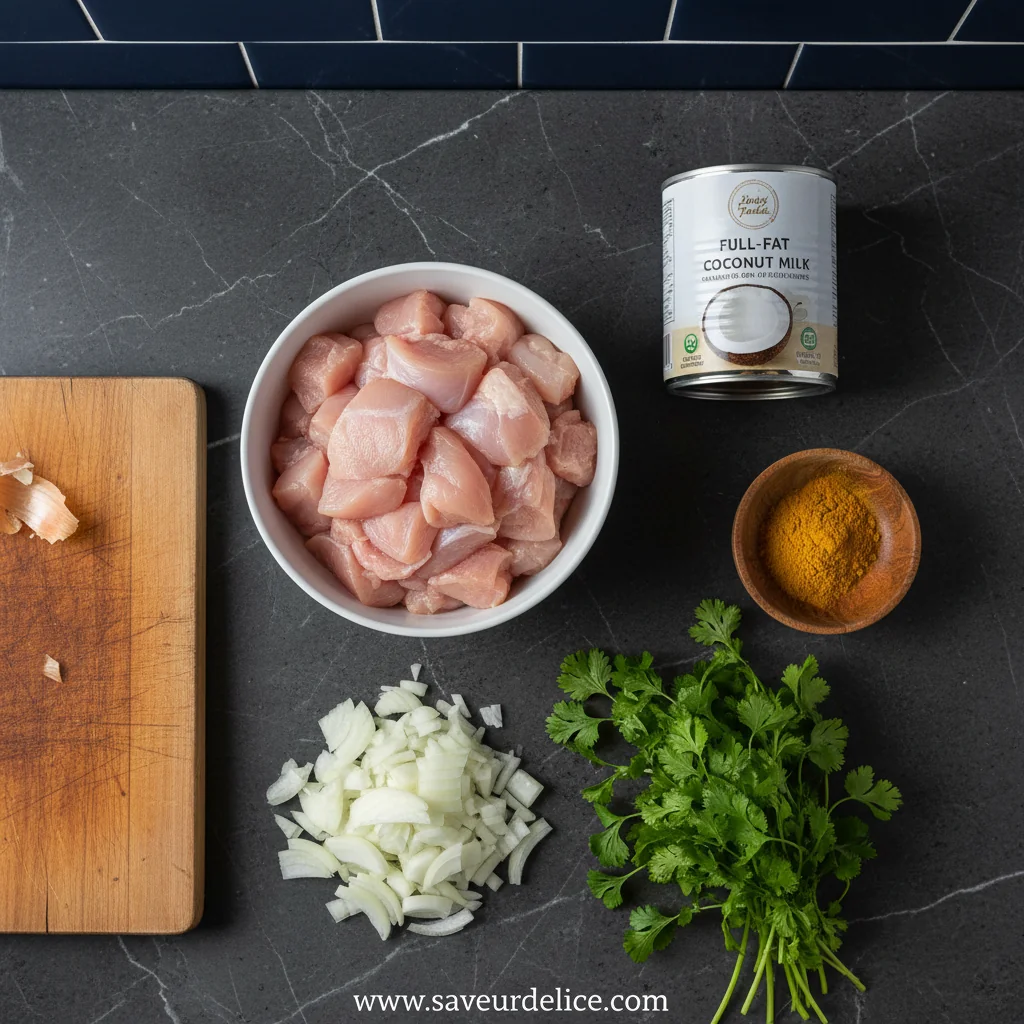 Poulet au Curry et Lait de Coco : La Recette Réconfortante de Mon Enfance - ingredients preparation