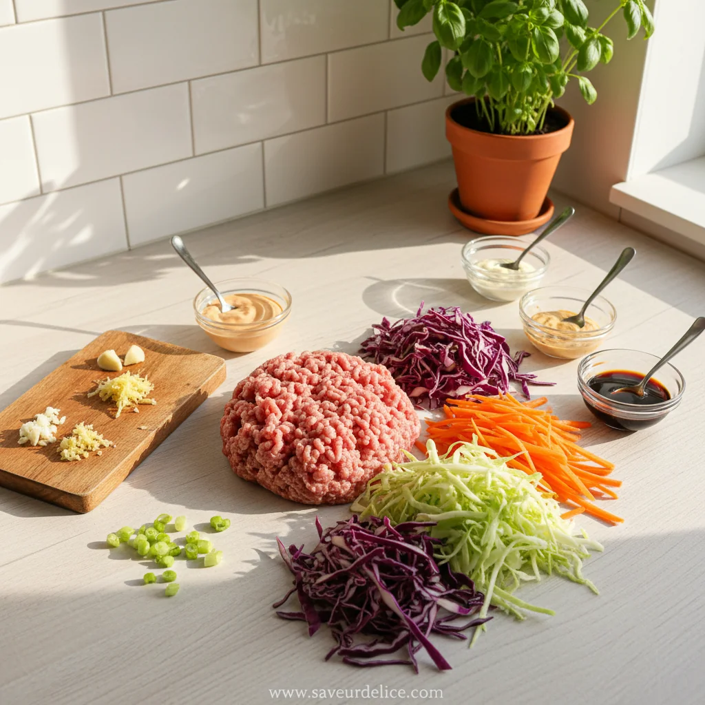 Bol Façon Egg Roll : Tout le Plaisir, Sans la Friture - ingredients preparation