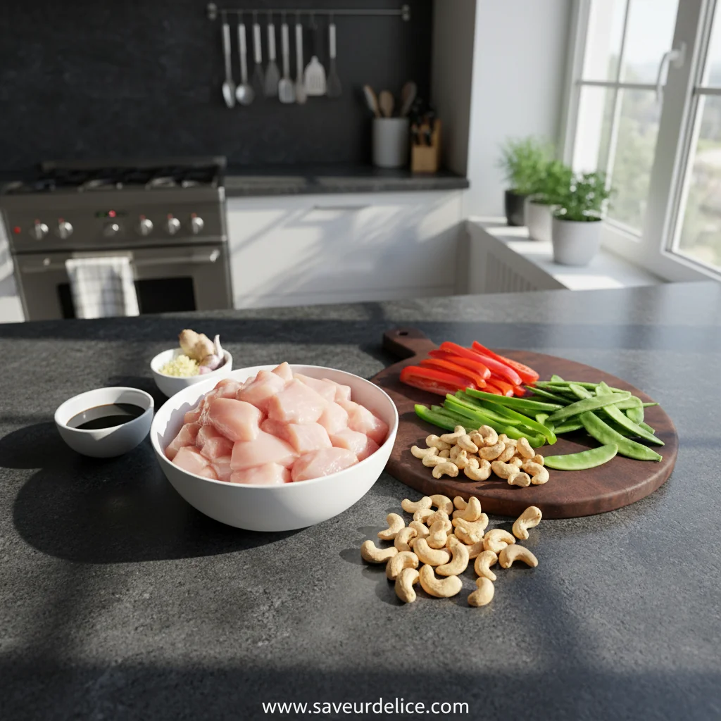Poulet Sauté aux Noix de Cajou : Un Classique Réconfortant - ingredients preparation