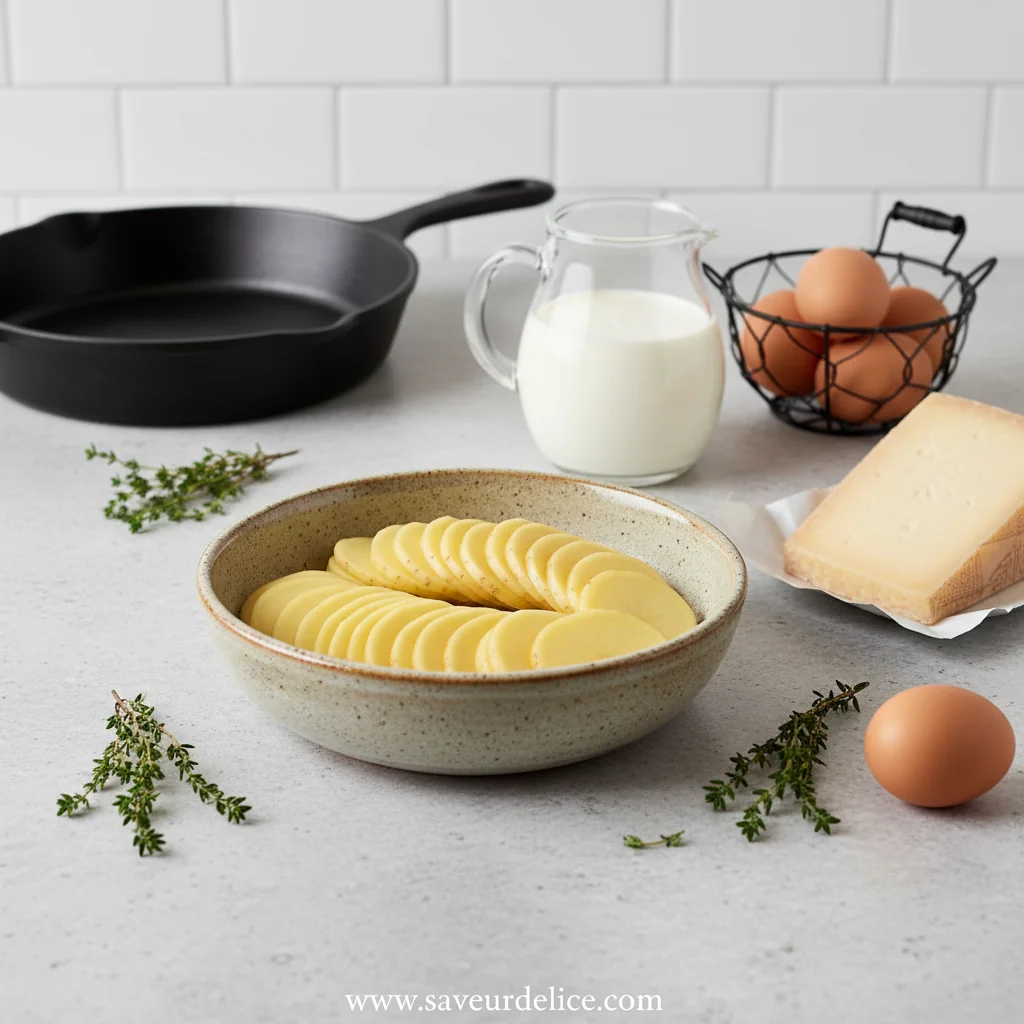 Gratin Petit-Déjeuner Réconfortant aux Pommes de Terre - ingredients preparation