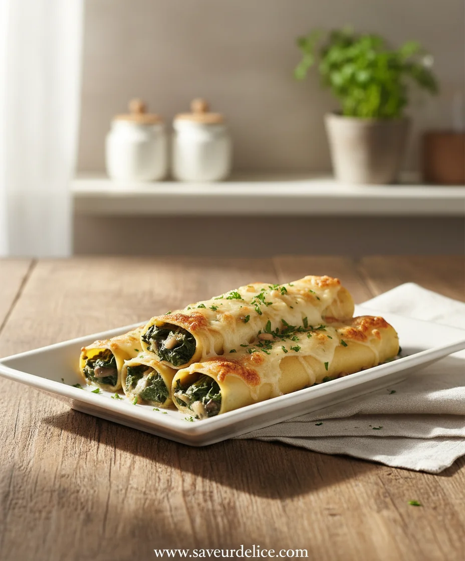 Cannelloni aux Champignons, Épinards et Ricotta