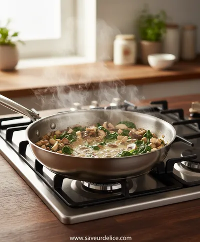 Cannelloni aux Champignons, Épinards et Ricotta - cooking process