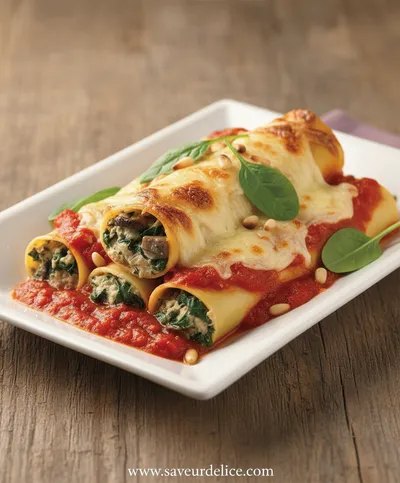 Cannelloni aux Champignons, Épinards et Ricotta - ready to serve