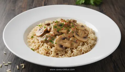 Stroganoff aux Champignons et Riz Brun, Réconfort Végétarien - ready to serve