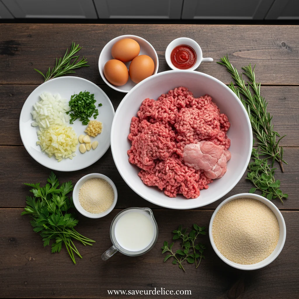 Pain de Viande à l'Italienne : La Recette Tendre et Juteuse de Mon Enfance - ingredients preparation