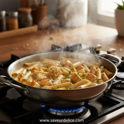 Penne au Poulet Crèmeux : Ma Recette Câlin du Soir - cooking process