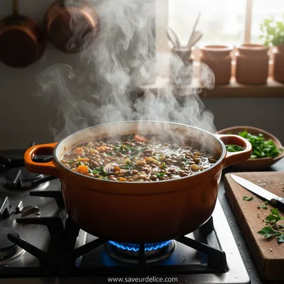 Ragoût de Lentilles et Champignons : Un Câlin d'Automne dans une Assiette - cooking process