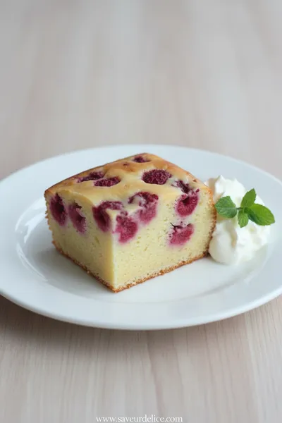Gâteau Moelleux à la Ricotta, Framboises et Citron - ready to serve