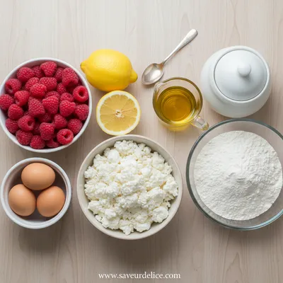Gâteau Moelleux à la Ricotta, Framboises et Citron - ingredients preparation