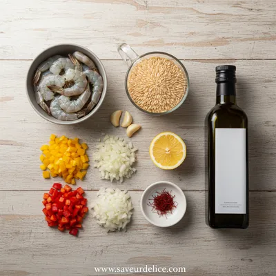 Riz aux Crevettes au Four : Un Plat Réconfortant et Parfumé - ingredients preparation