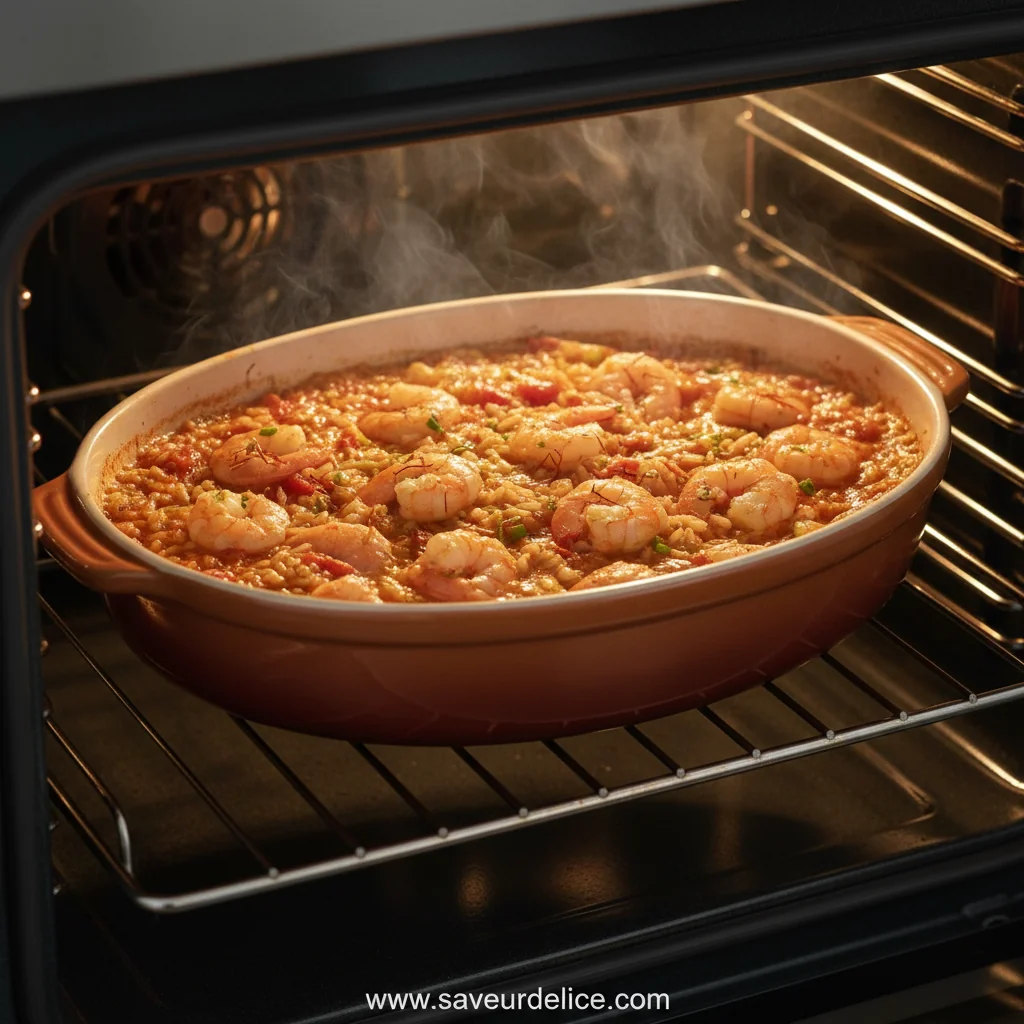 Riz aux Crevettes au Four : Un Plat Réconfortant et Parfumé - cooking process