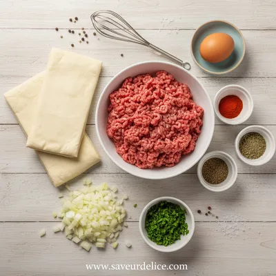 Roulé Feuilleté à la Viande Hachée : La Recette Tendre et Réconfortante - ingredients preparation