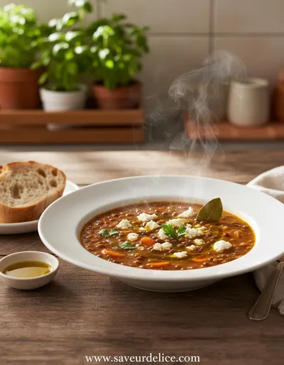 Soupe de Lentilles à la Grecque (Fakes) : Un Voyage Sensoriel et Réconfortant - ready to serve
