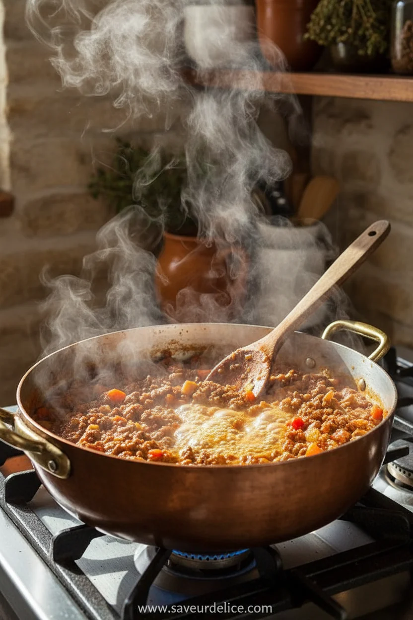Spaghetti Bolognaise : La Recette Réconfortante qui Embaume la Maison - cooking process