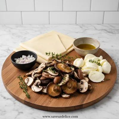 Tarte Feuilletée aux Champignons et Mozzarella Fondante - ingredients preparation