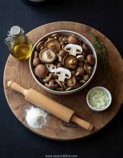 Tourte Forestière aux Champignons : Une Étreinte Chaleureuse - ingredients preparation