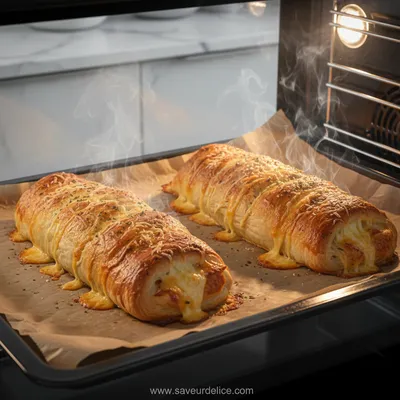 Roulés Feuilletés au Jambon de Dinde et Fromage - cooking process