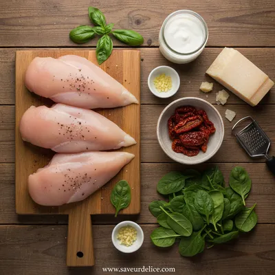Poulet Toscan Crémeux : Un Voyage en Italie - ingredients preparation