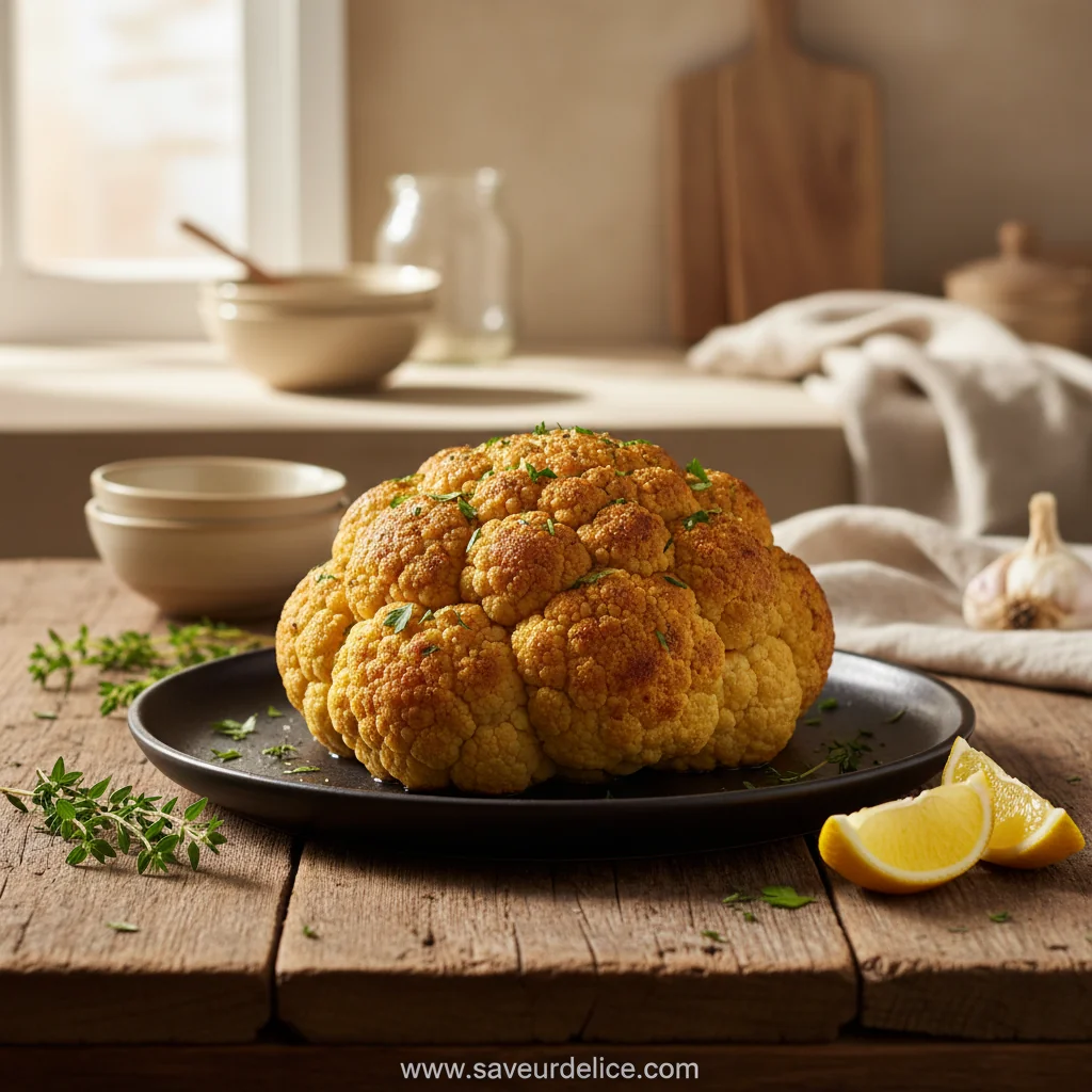 Chou-fleur Rôti Entier aux Épices Douces et Herbes Fraîches