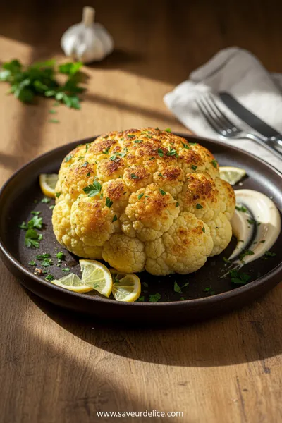 Chou-fleur Rôti Entier aux Épices Douces et Herbes Fraîches - ready to serve