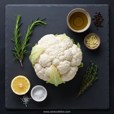 Chou-fleur Rôti Entier aux Épices Douces et Herbes Fraîches - ingredients preparation