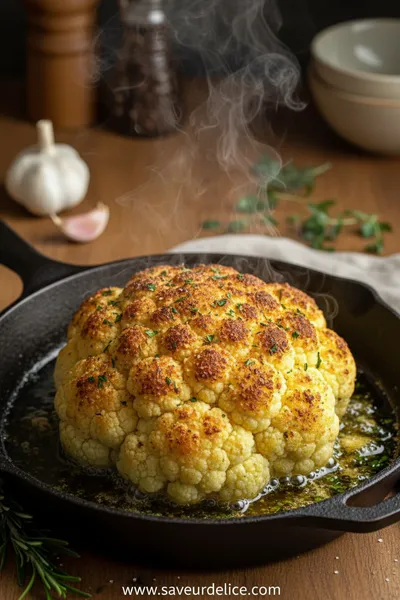 Chou-fleur Rôti Entier aux Épices Douces et Herbes Fraîches - cooking process